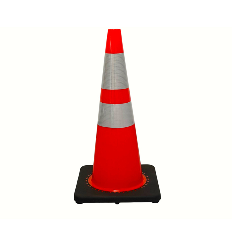 Cono di sicurezza stradale in PVC ad alta elasticità con base in gomma ponderata opzionale per il controllo della strada in tutte le condizioni atmosferiche e l'isolamento dei pericoli