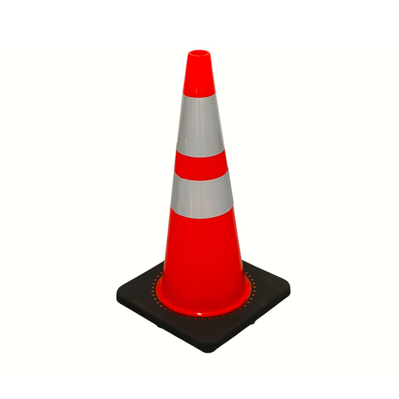 Cono di sicurezza stradale in PVC ad alta elasticità con base in gomma ponderata opzionale per il controllo della strada in tutte le condizioni atmosferiche e l'isolamento dei pericoli