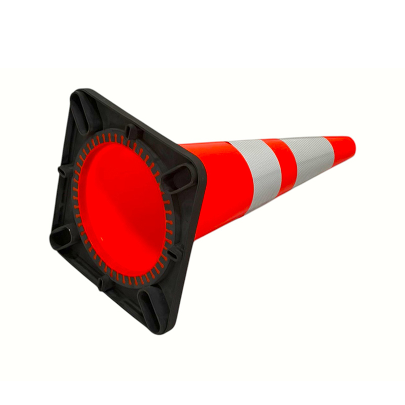 Cono di sicurezza stradale in PVC ad alta elasticità con base in gomma ponderata opzionale per il controllo della strada in tutte le condizioni atmosferiche e l'isolamento dei pericoli
