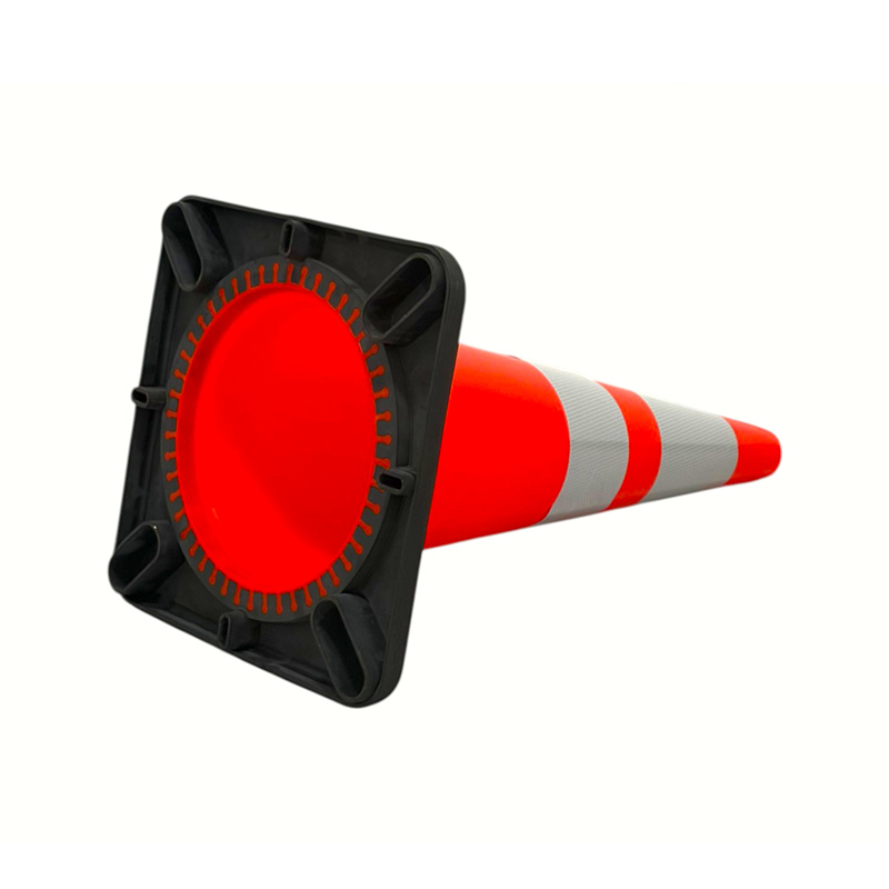 Cono di sicurezza stradale in PVC ad alta elasticità con base in gomma ponderata opzionale per il controllo della strada in tutte le condizioni atmosferiche e l'isolamento dei pericoli