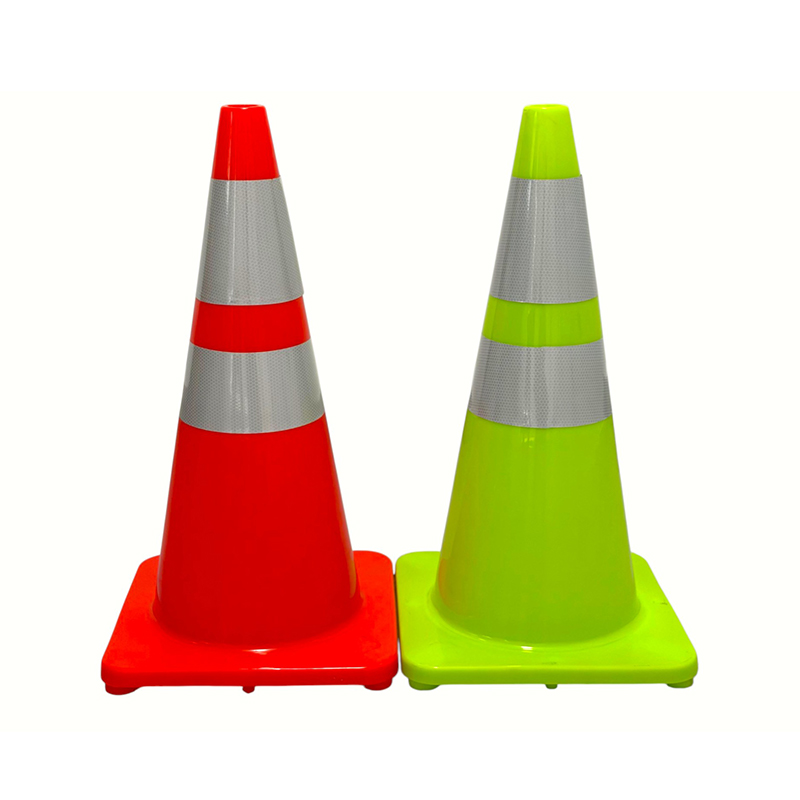 Cono di sicurezza stradale in PVC ad alta elasticità con base in gomma ponderata opzionale per il controllo della strada in tutte le condizioni atmosferiche e l'isolamento dei pericoli