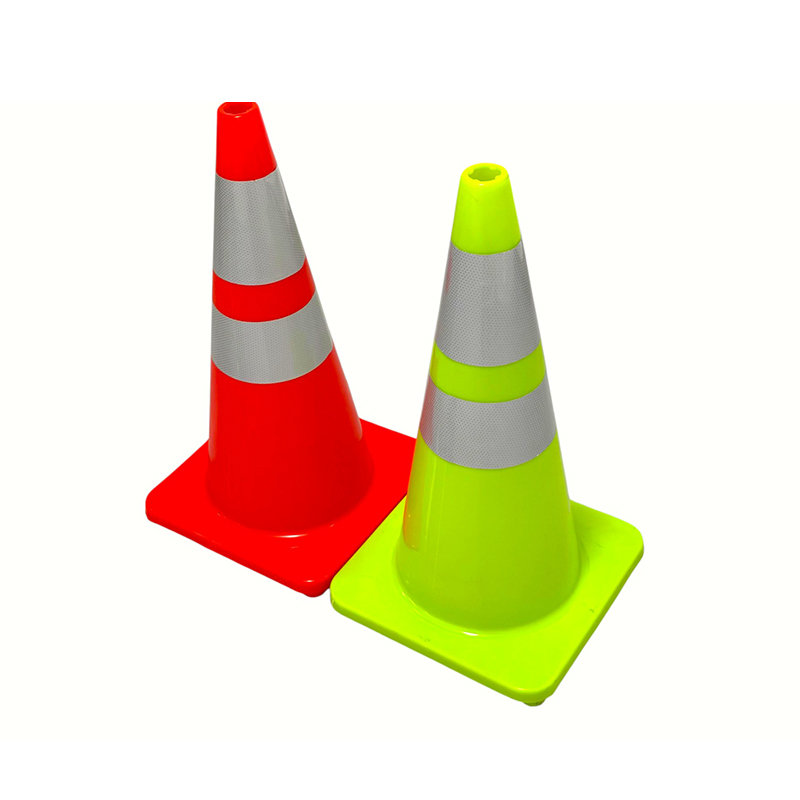 Cono di sicurezza stradale in PVC ad alta elasticità con base in gomma ponderata opzionale per il controllo della strada in tutte le condizioni atmosferiche e l'isolamento dei pericoli