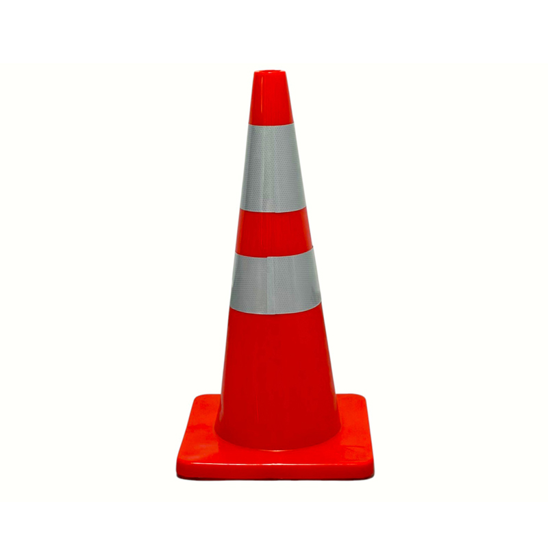 Cono di sicurezza stradale in PVC ad alta elasticità con base in gomma ponderata opzionale per il controllo della strada in tutte le condizioni atmosferiche e l'isolamento dei pericoli