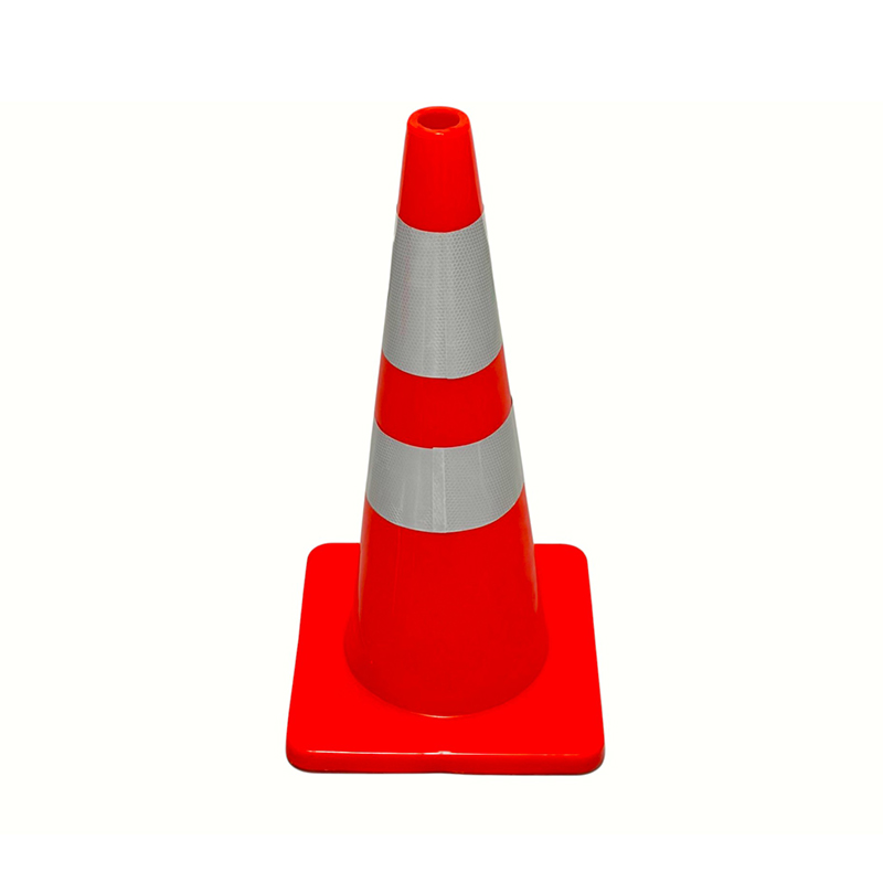 Cono di sicurezza stradale in PVC ad alta elasticità con base in gomma ponderata opzionale per il controllo della strada in tutte le condizioni atmosferiche e l'isolamento dei pericoli