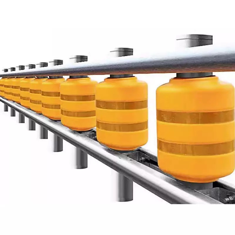 Barriera a rulli autostradali ad assorbimento di energia per curve strette