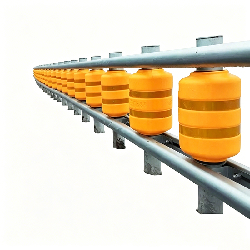 Barriera a rulli autostradali ad assorbimento di energia per curve strette