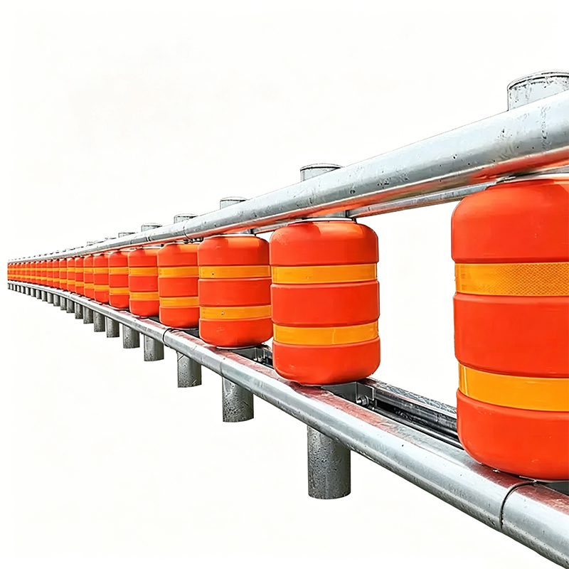 Barriera a rulli autostradali ad assorbimento di energia per curve strette