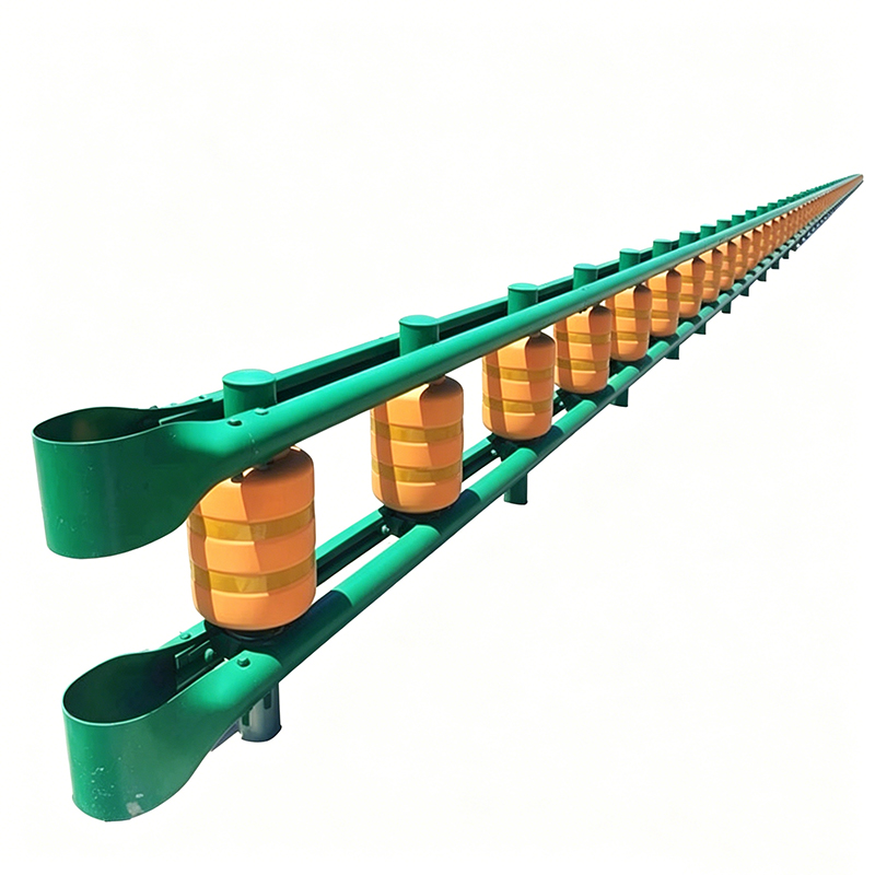 Barriera a rulli autostradali ad assorbimento di energia per curve strette