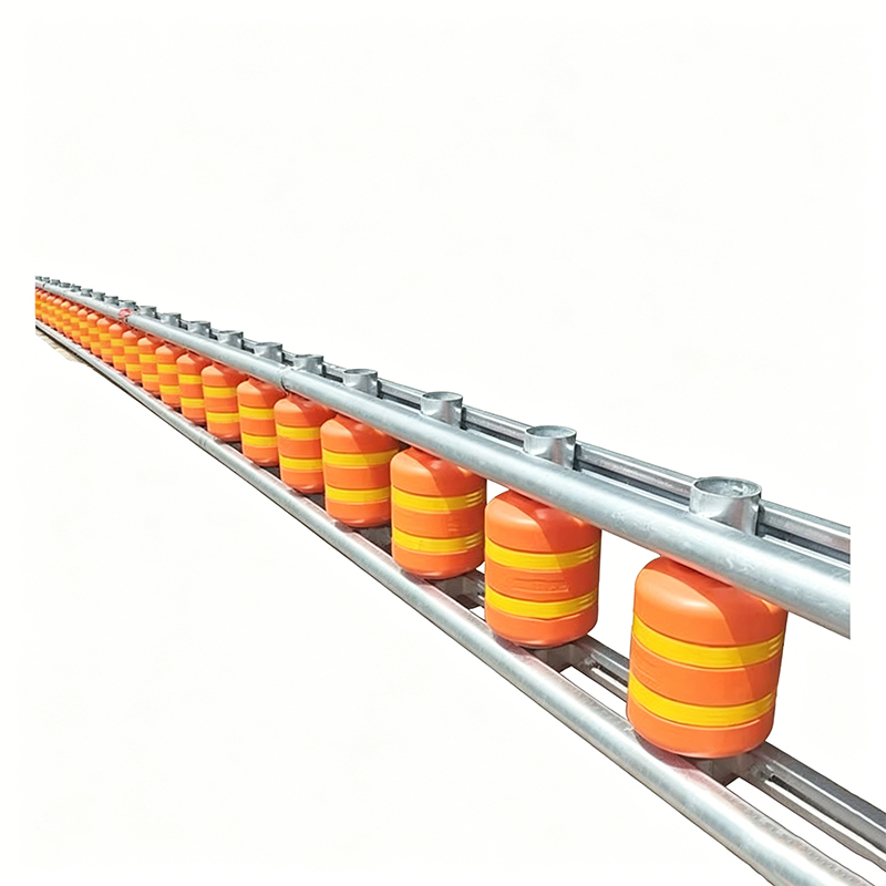 Barriera a rulli autostradali ad assorbimento di energia per curve strette