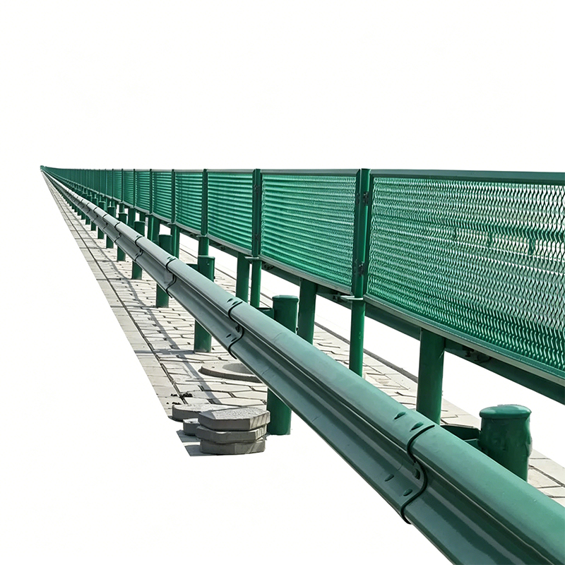 Schermo a rete antiriflesso flessibile in polimero resistente per guardrail autostradali