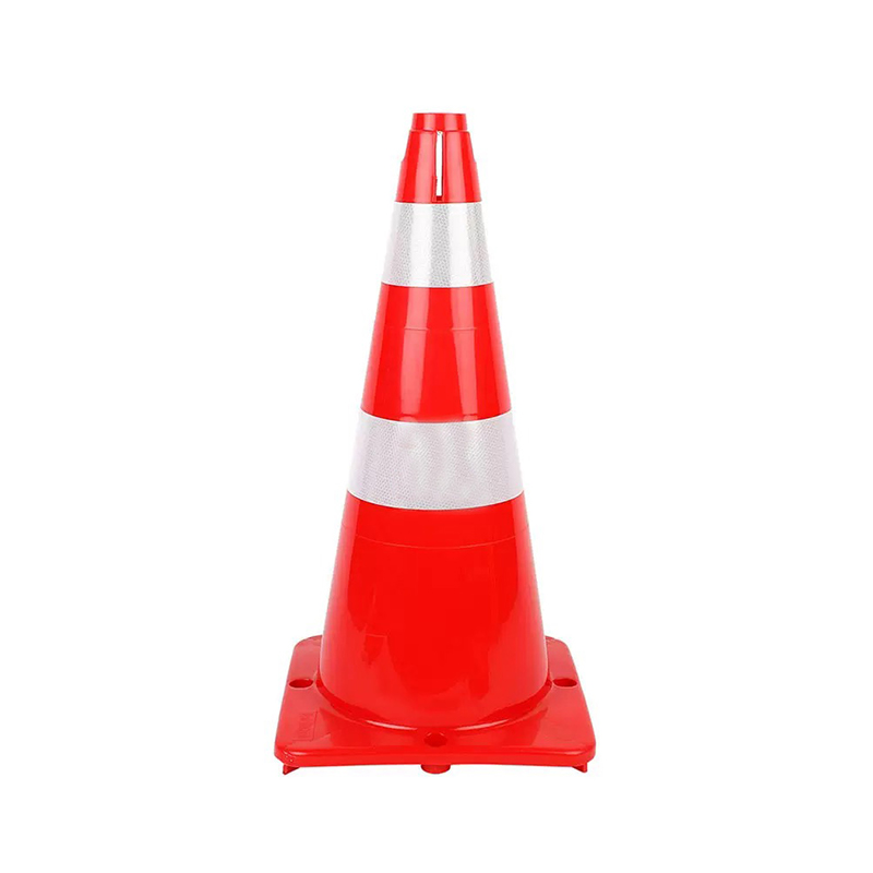 Cono stradale in plastica LDPE a corpo largo con collari riflettenti