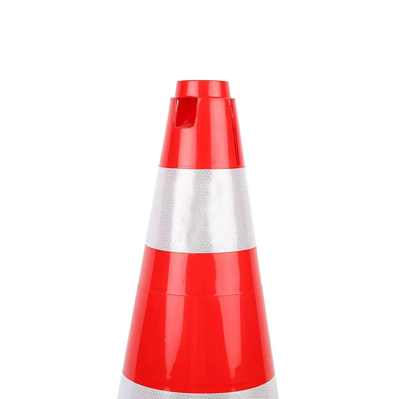 Cono stradale in plastica LDPE a corpo largo con collari riflettenti
