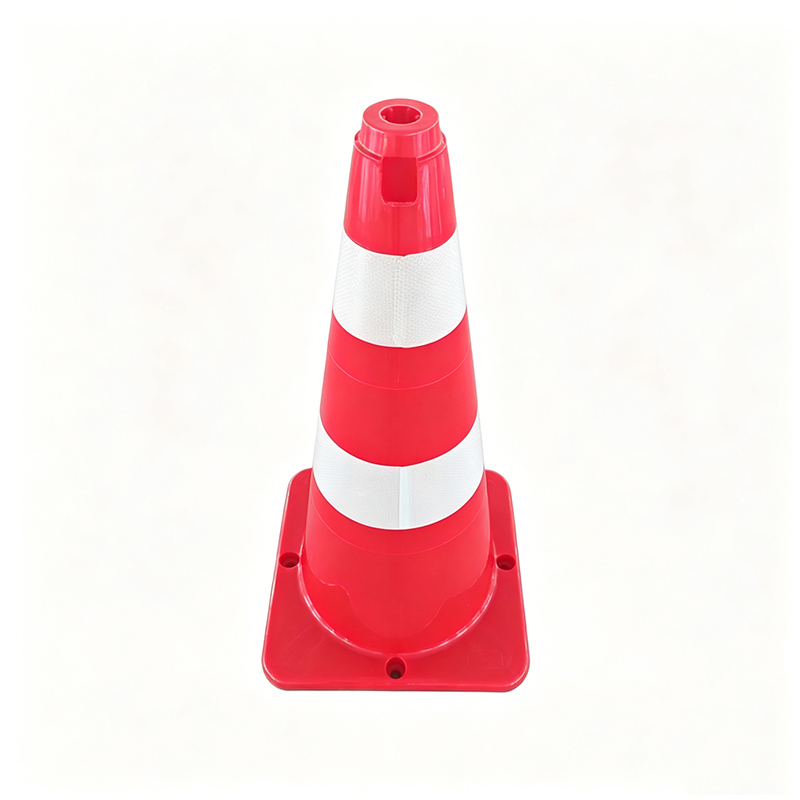 Cono stradale in plastica LDPE a corpo largo con collari riflettenti