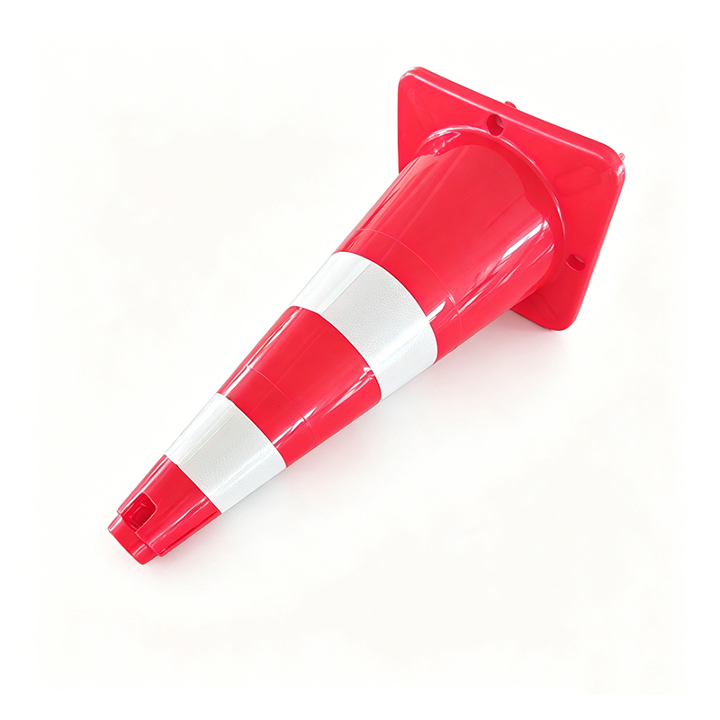 Cono stradale in plastica LDPE a corpo largo con collari riflettenti