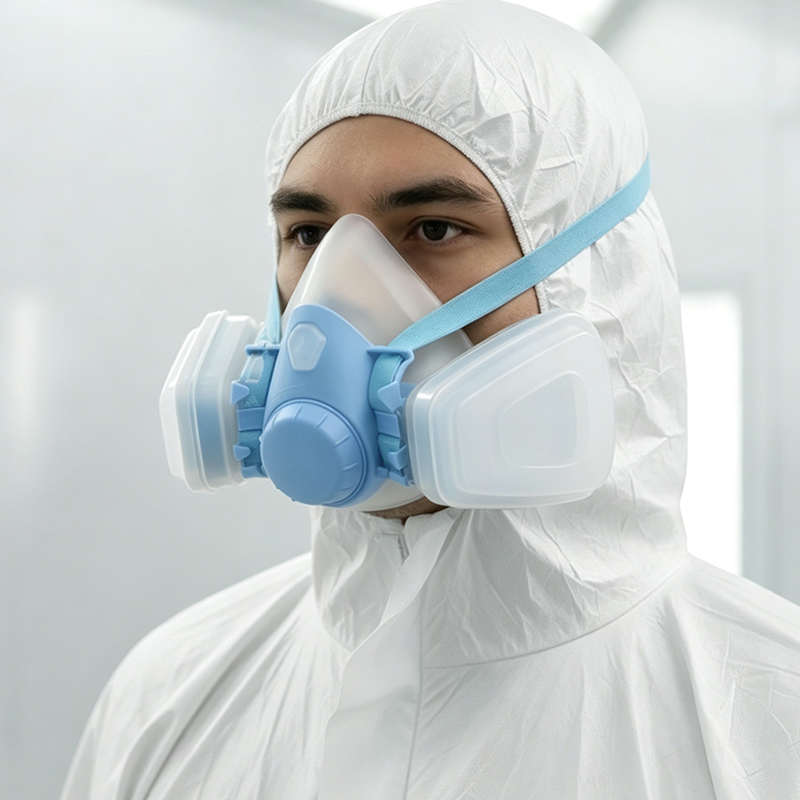 Maschera antigas in silicone con doppio filtro