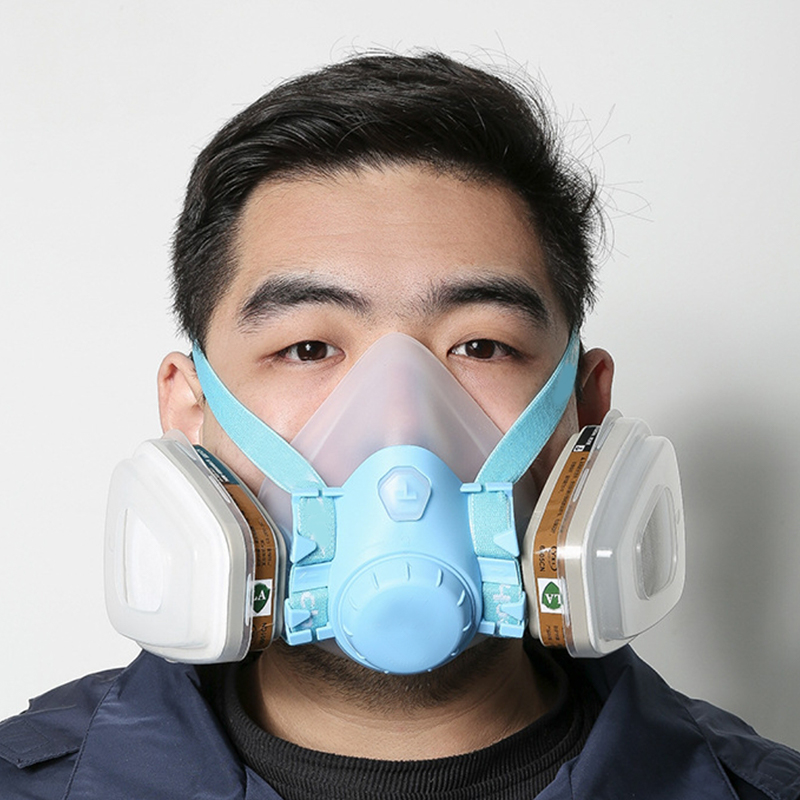 Maschera antigas in silicone con doppio filtro