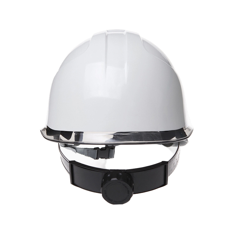 Casco di sicurezza industriale bicolore con visiera trasparente