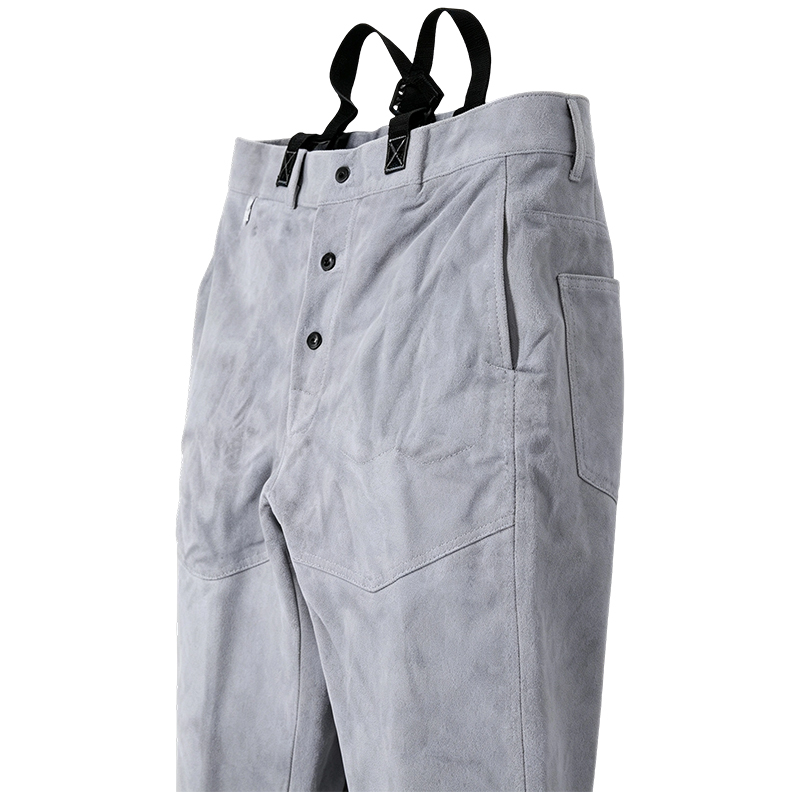 Pantaloni da saldatura in pelle crosta di mucca naturale