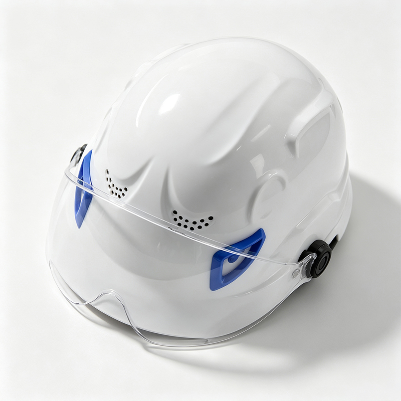 Casco di sicurezza in ABS a doppio uso con occhiali per PC integrati