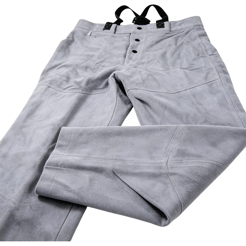 Pantaloni da saldatura in pelle crosta di mucca naturale