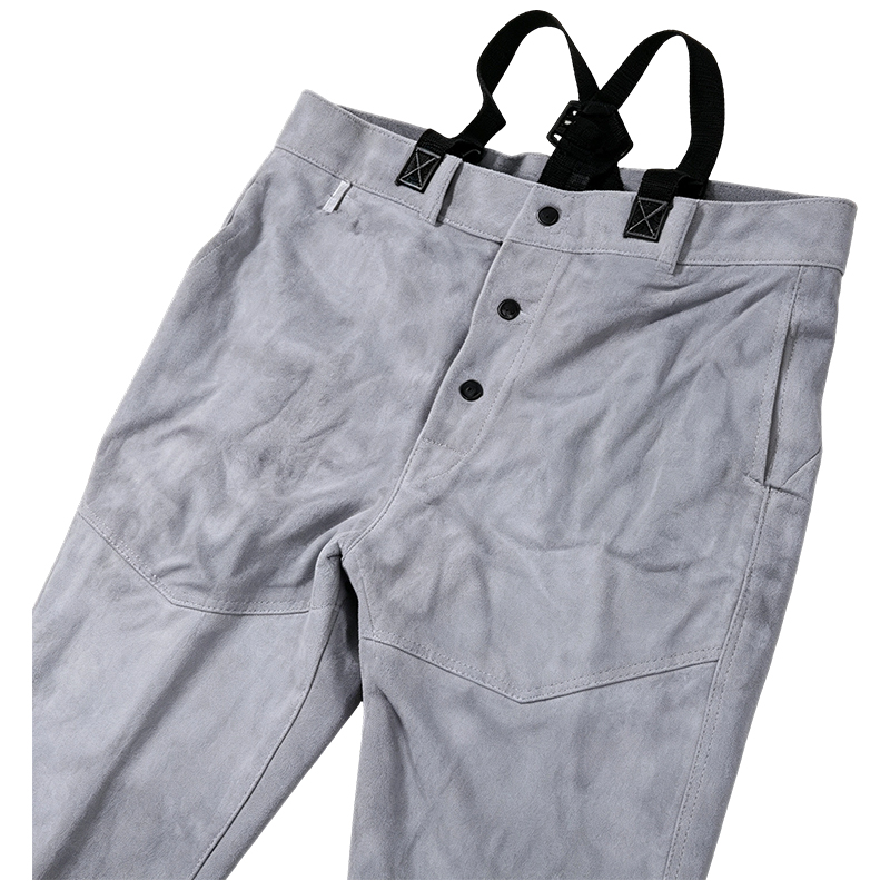 Pantaloni da saldatura in pelle crosta di mucca naturale