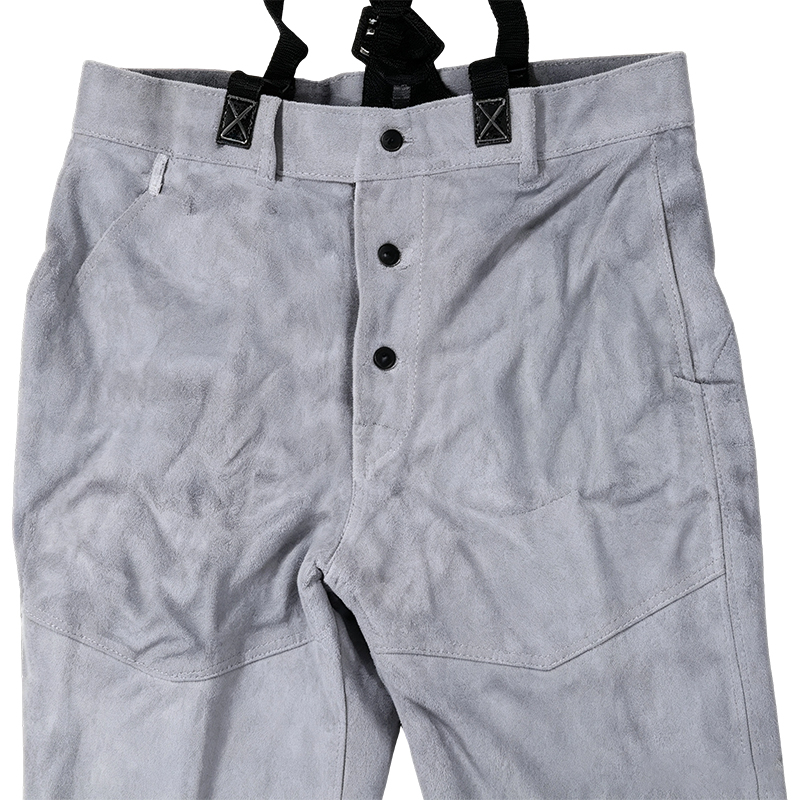 Pantaloni da saldatura in pelle crosta di mucca naturale