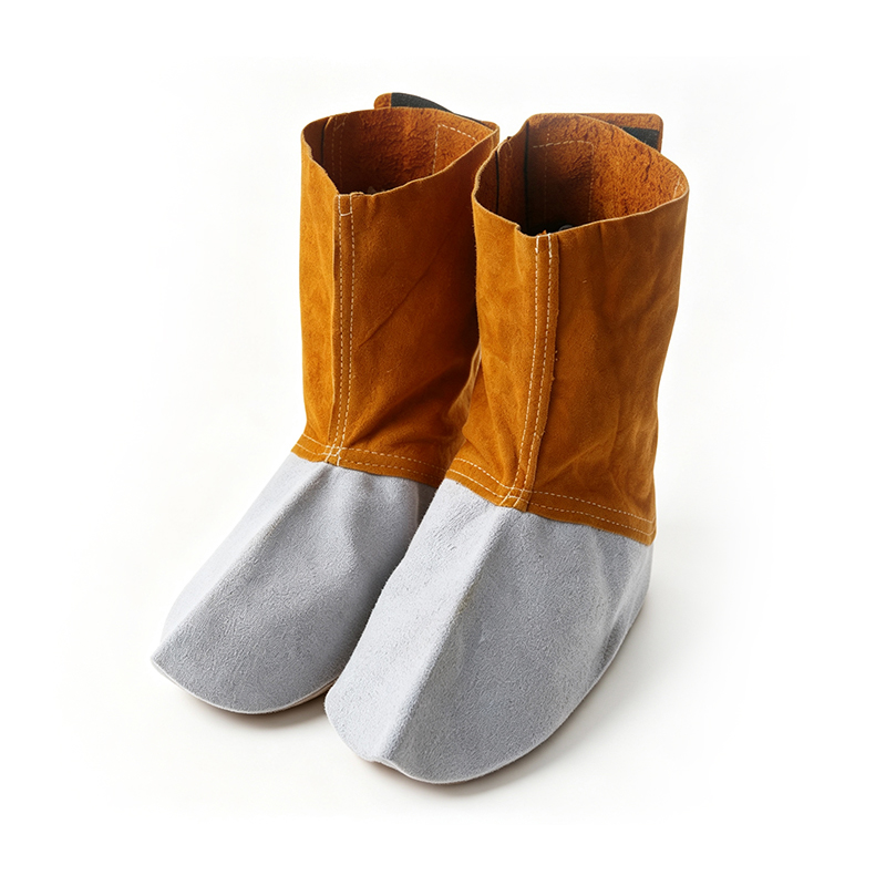 Copri piede per saldatura in pelle crosta di mucca cucita in Kevlar