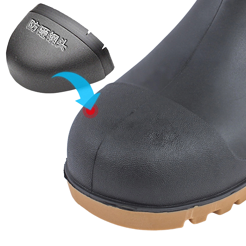 Stivali da pioggia in PVC con punta in acciaio satinato nero